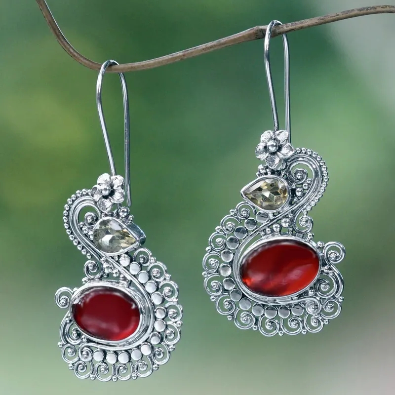 Women's Elegant Retro Art Carving Flowers Hook Dangle Earrings
